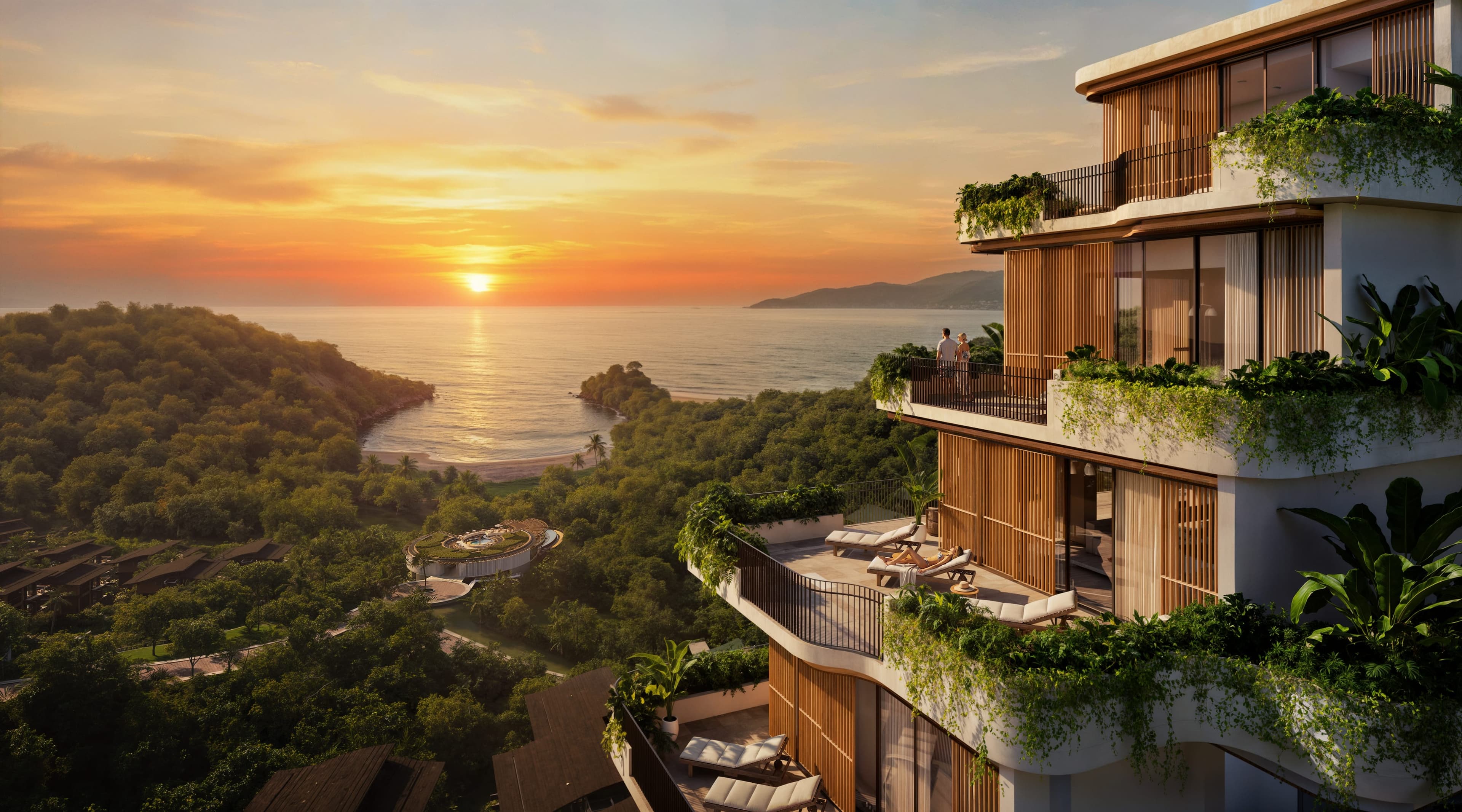 Maravé ocean-view residences at sunset in Manuel Antonio, Costa Rica