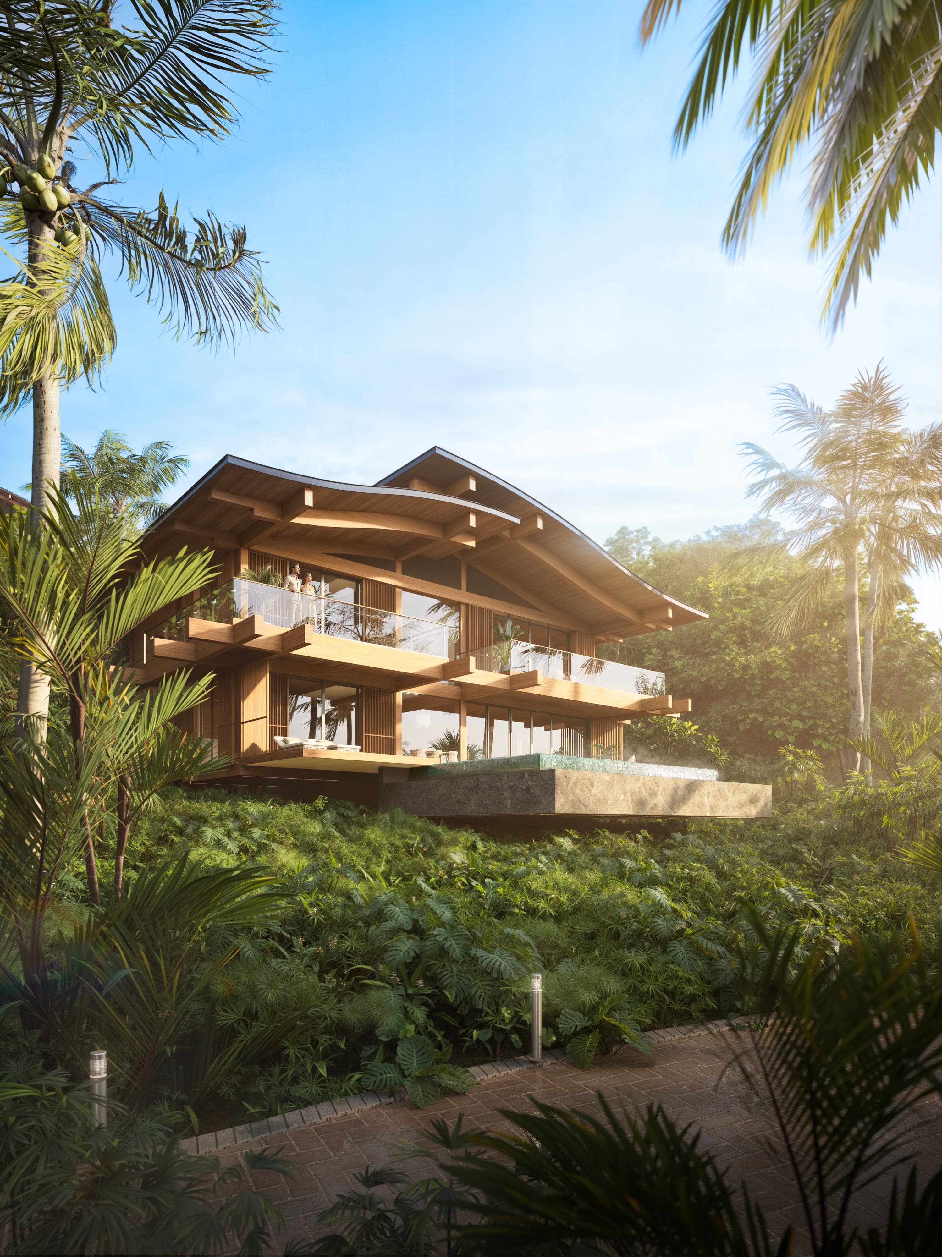 Architectural rendering of Maravé villas overlooking the Pacific in Manuel Antonio